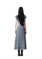 Blue Floral Tencel Dress
