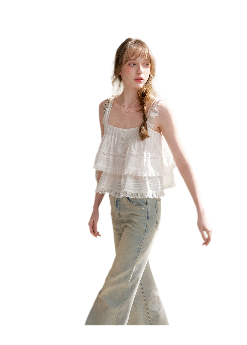 Lace Edge Camisole and Skirt Set