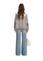Lace-Trimmed Wide-Leg Denim Pants