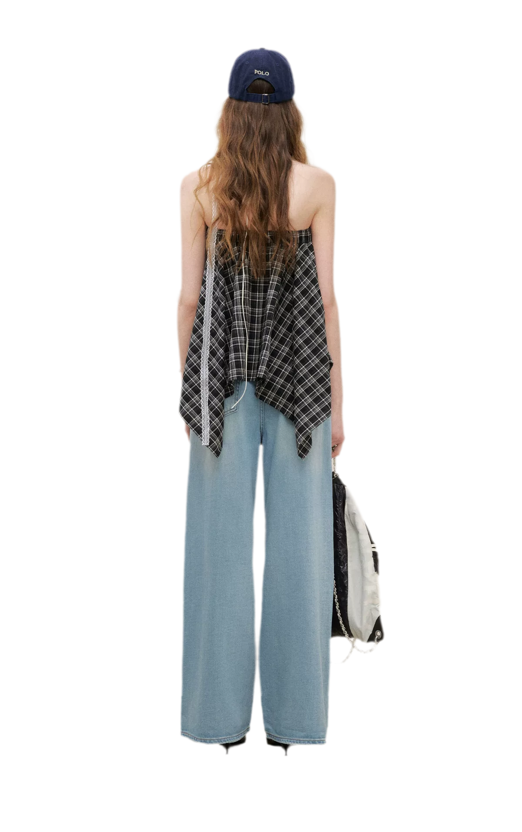 Asymmetric Lace Patchwork Plaid Skirt/Top