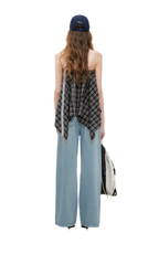 Asymmetric Lace Patchwork Plaid Skirt/Top