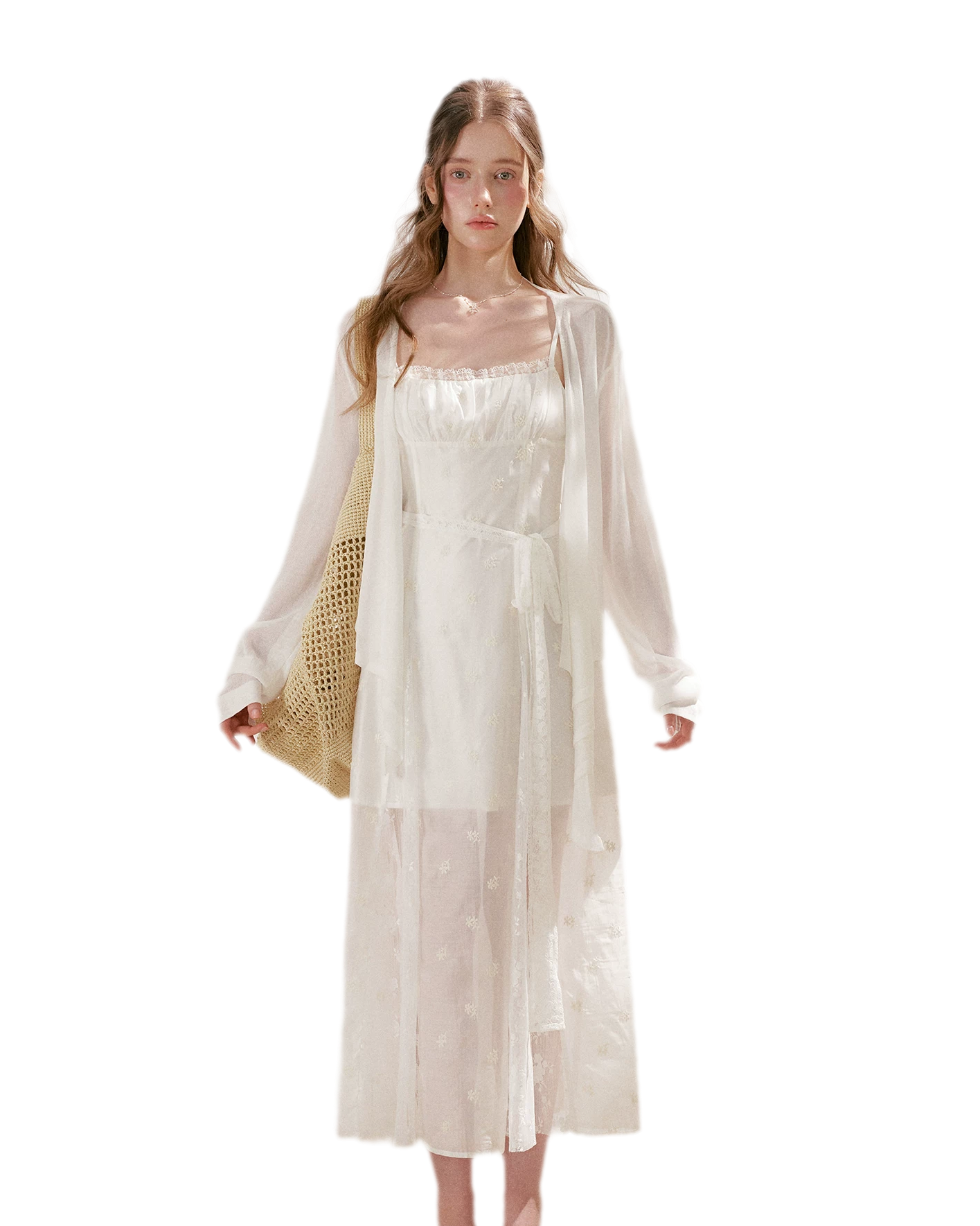 French Embroidered A-line Dress