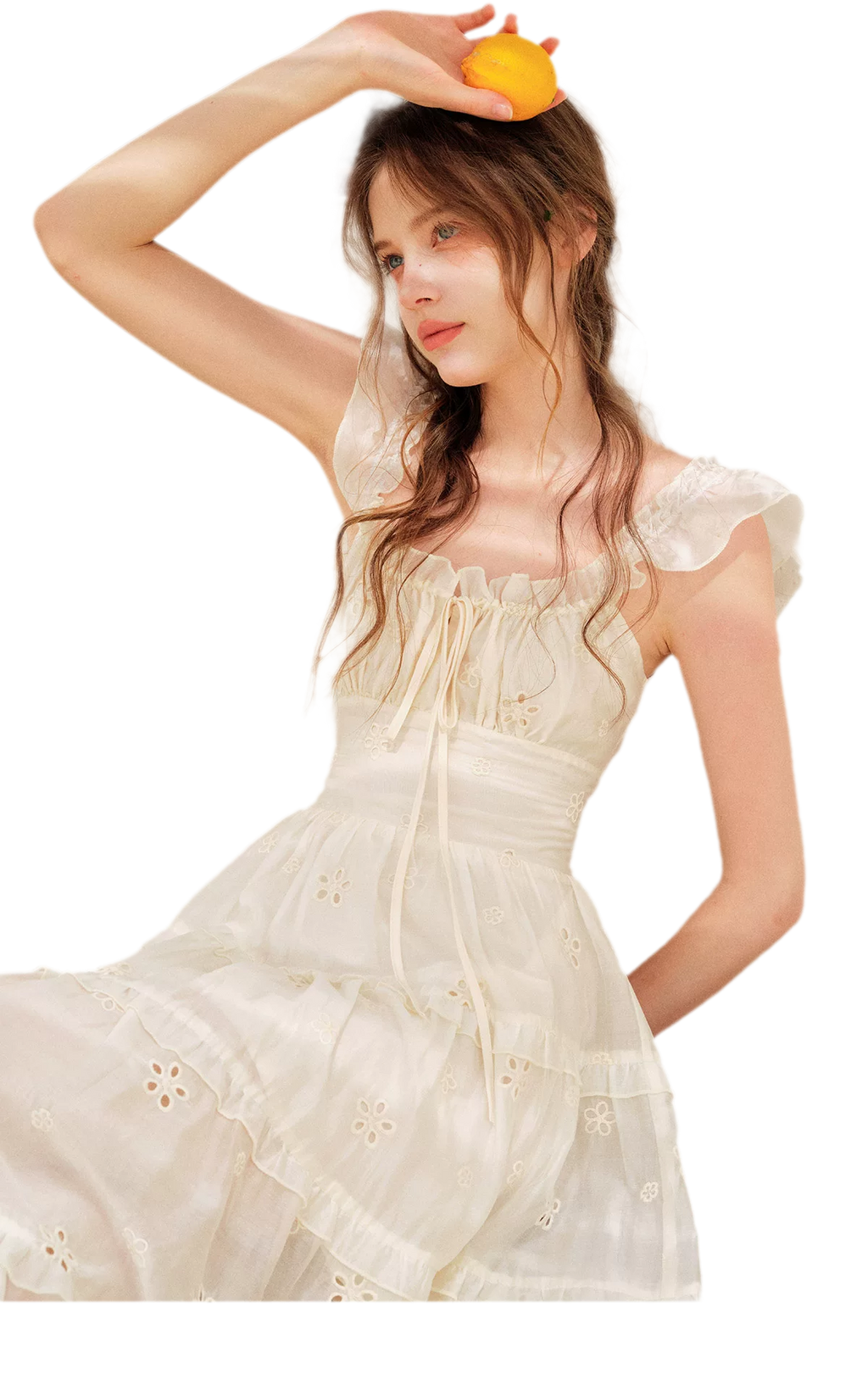 Embroidered Floral Tie-Waist Dress