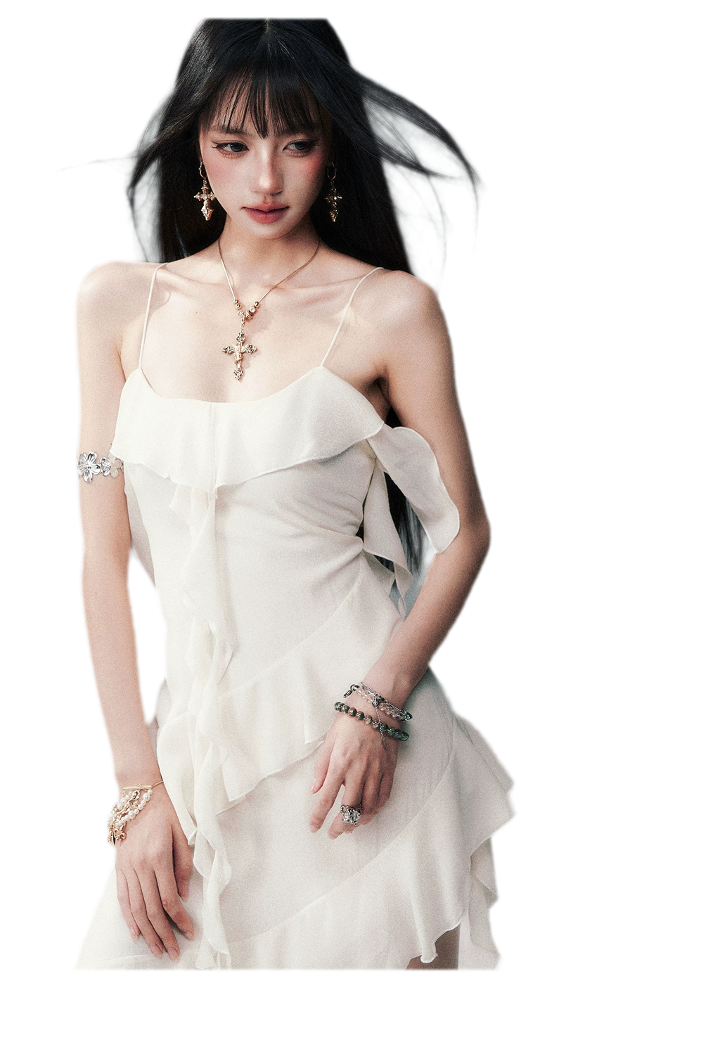 Ruffled Asymmetric Cami Dress