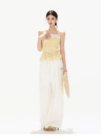 South France Holiday Lace Trim Waist-Cinched Camisole