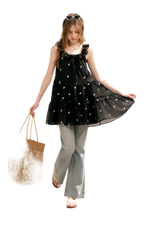 Tencel Embroidered Ruffle A-line Dress