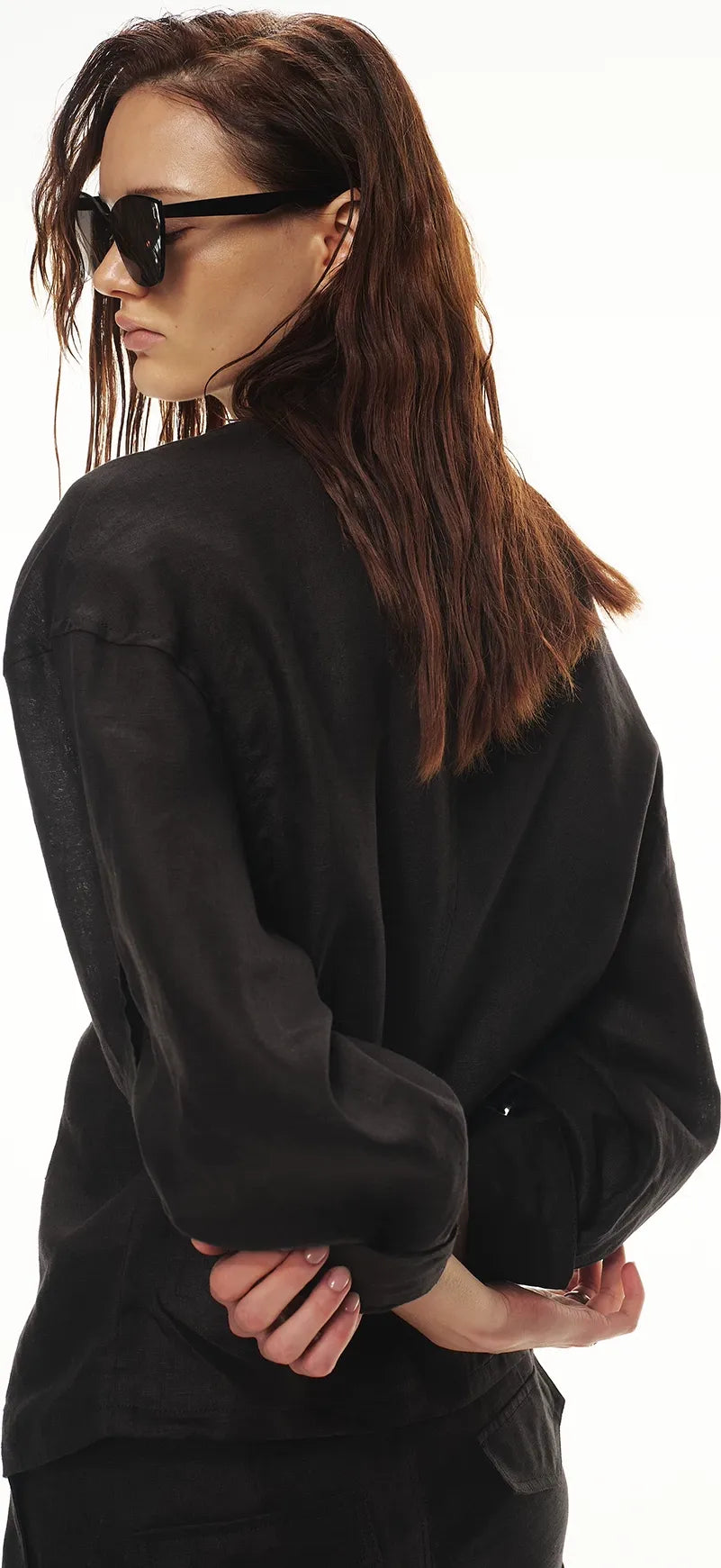 Linen Waist-Defined Shirt & Low-Rise Rolled Shorts Set