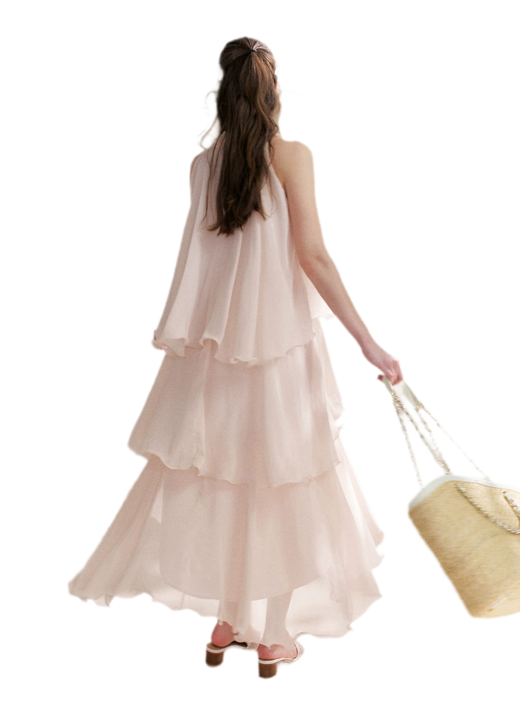 Chiffon Floral Halter Long Dress