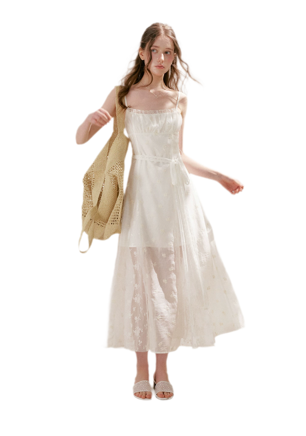 French Embroidered A-line Dress