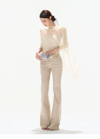 Silver Mesh Beaded Batwing Sleeve Top