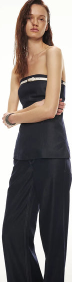 Soft Tencel Denim Fishtail Bustier Top & Pants