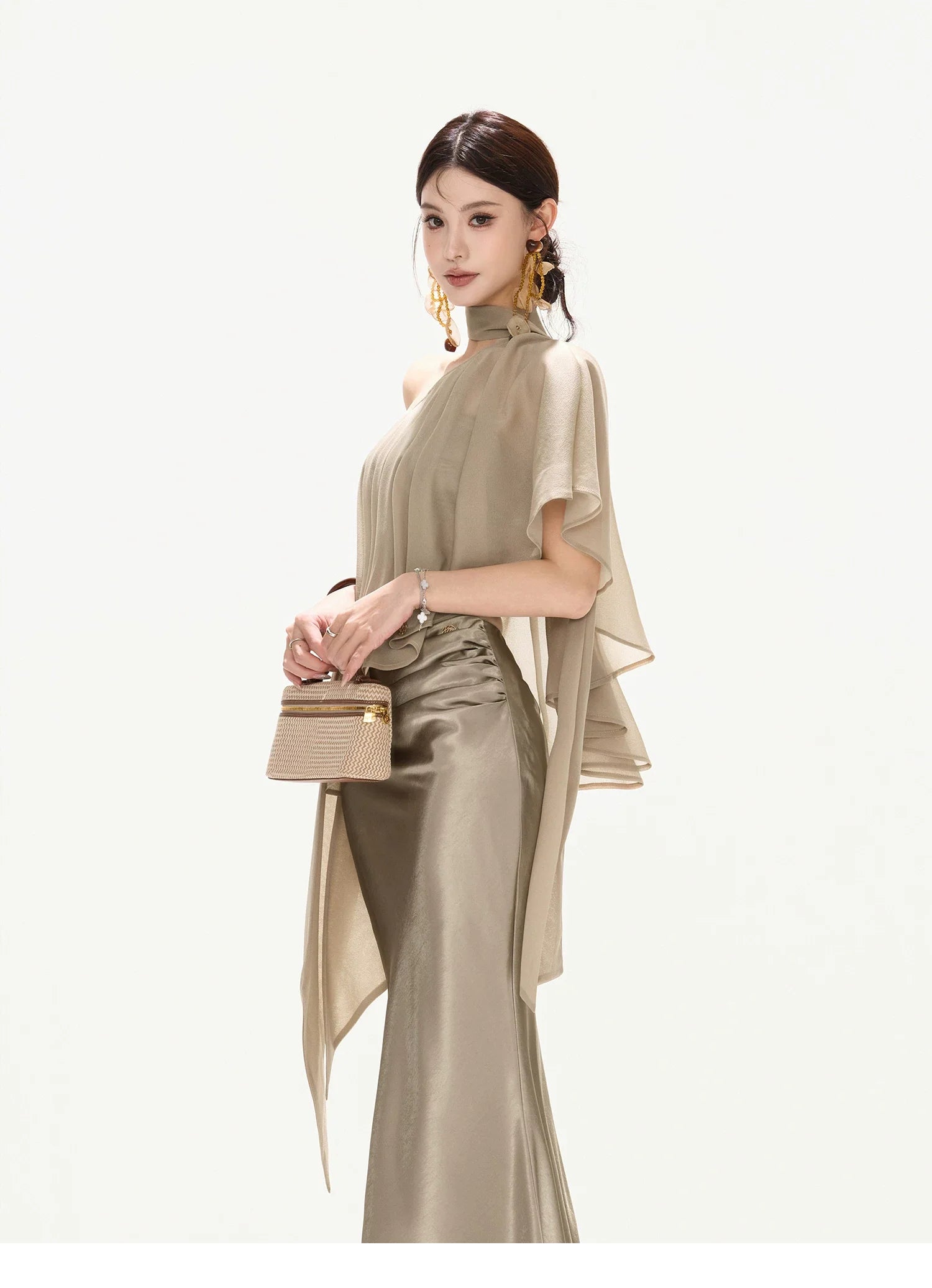 Amber Radiance Acetate Satin Mermaid Skirt