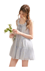 Tencel Embroidered Ruffle A-line Dress