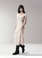 Lace V-Neck Long Dress