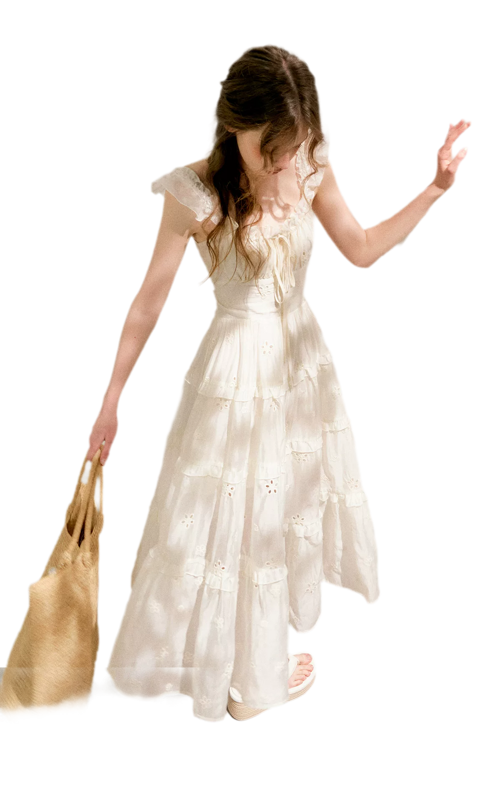 Embroidered Floral Tie-Waist Dress
