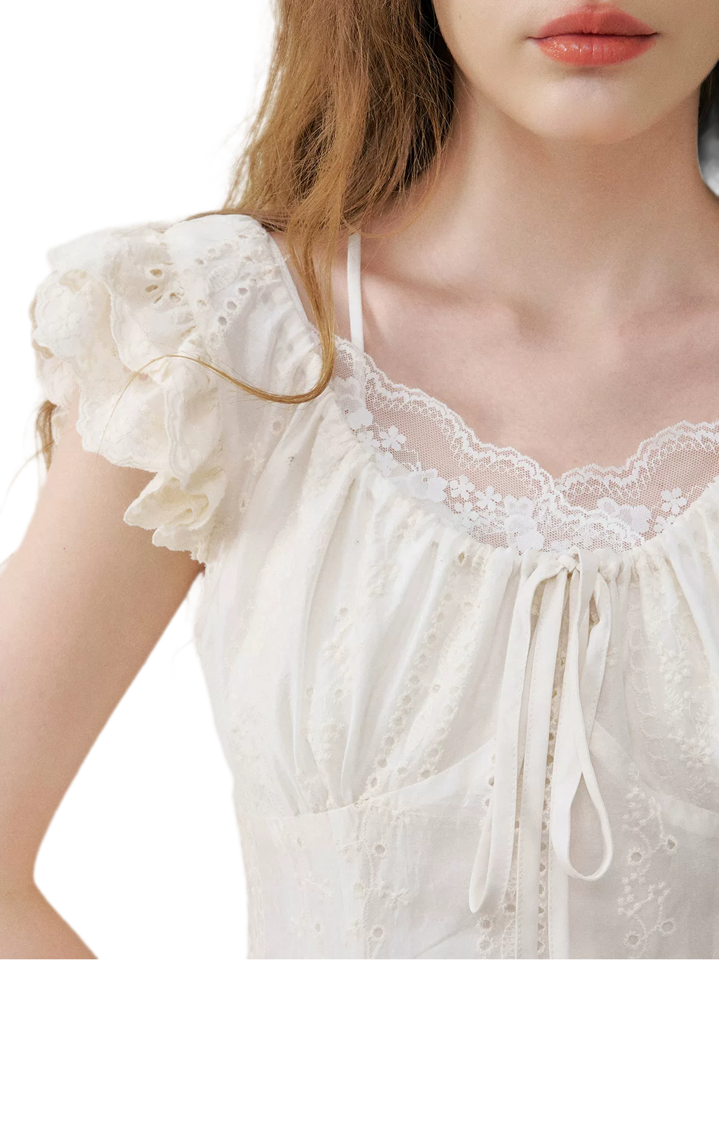 Embroidered Flutter Sleeve Dress
