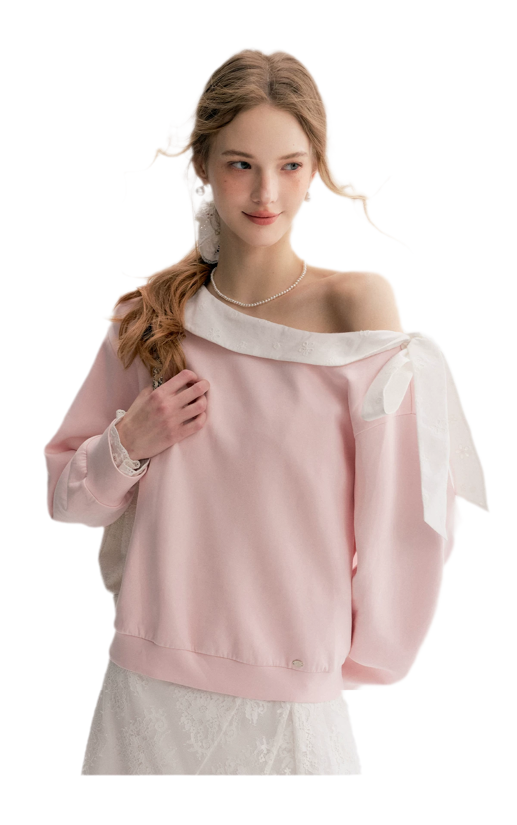 Balletcore Lace Collar Sweatshirt