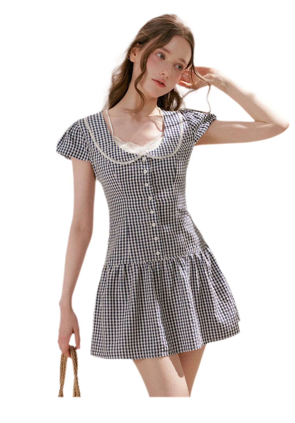 Lace Vintage Plaid Dress