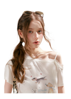 Tencel Lace Puppy Print T-Shirt