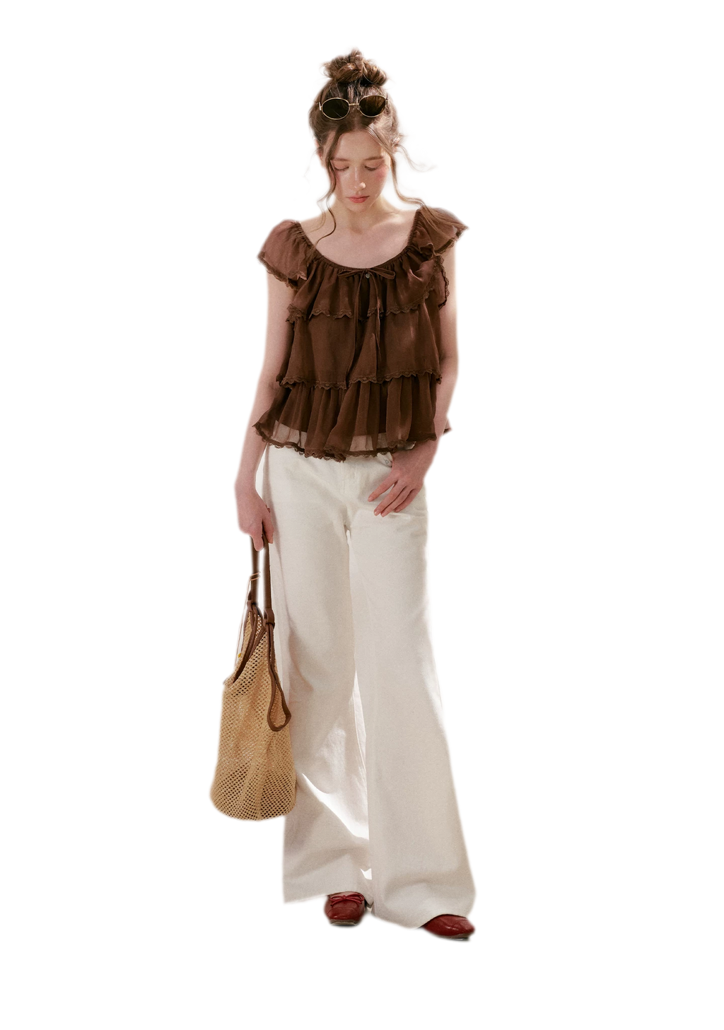 Tiered Ruffle Chiffon Blouse
