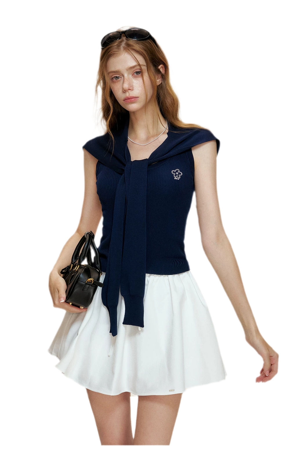 Soft Tencel Navy Shawl Tank