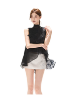 Embellished Satin Mini Skort