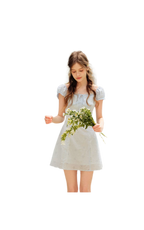Embroidered A-Line Short Sleeve Dress