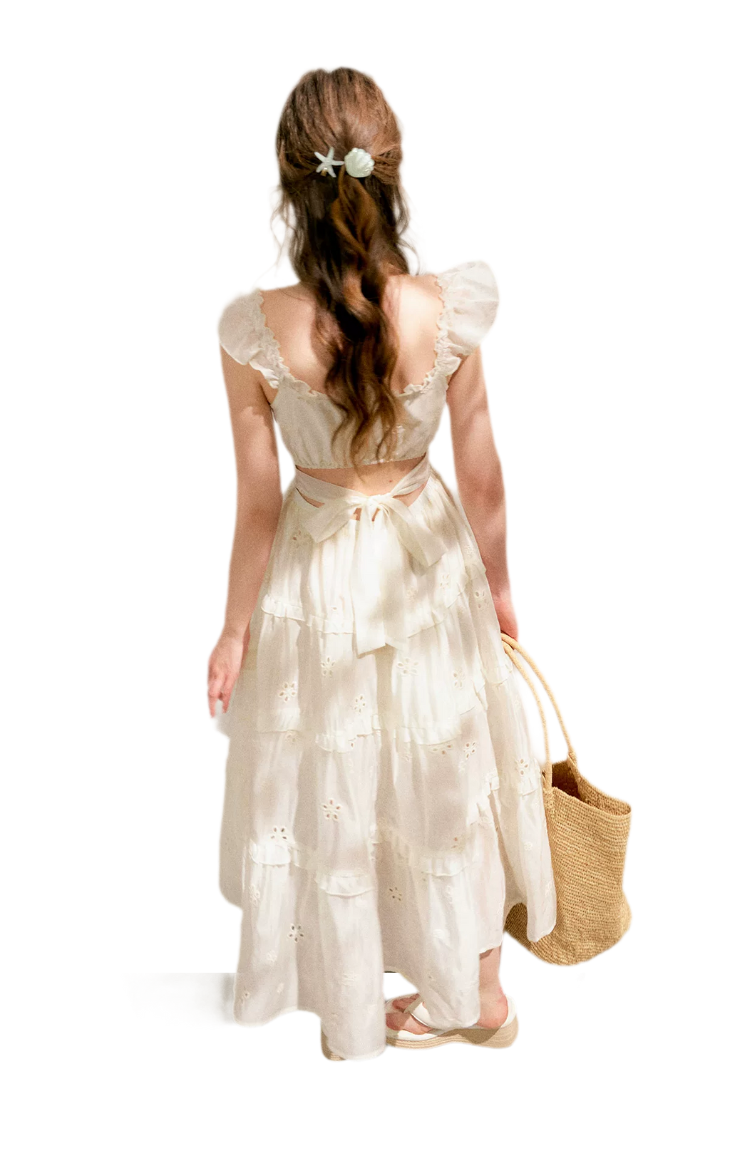 Embroidered Floral Tie-Waist Dress