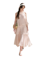 Chiffon Floral Halter Long Dress