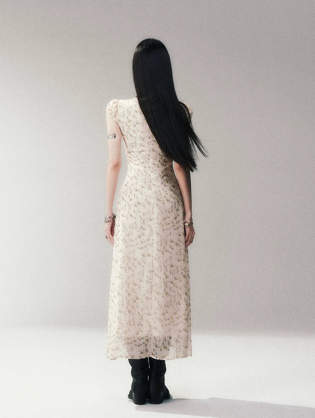 Lace V-Neck Long Dress