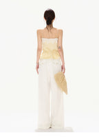 South France Holiday Lace Trim Waist-Cinched Camisole