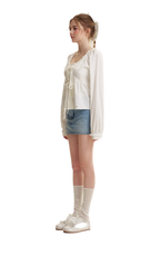 Bow A-Line Denim Skirt