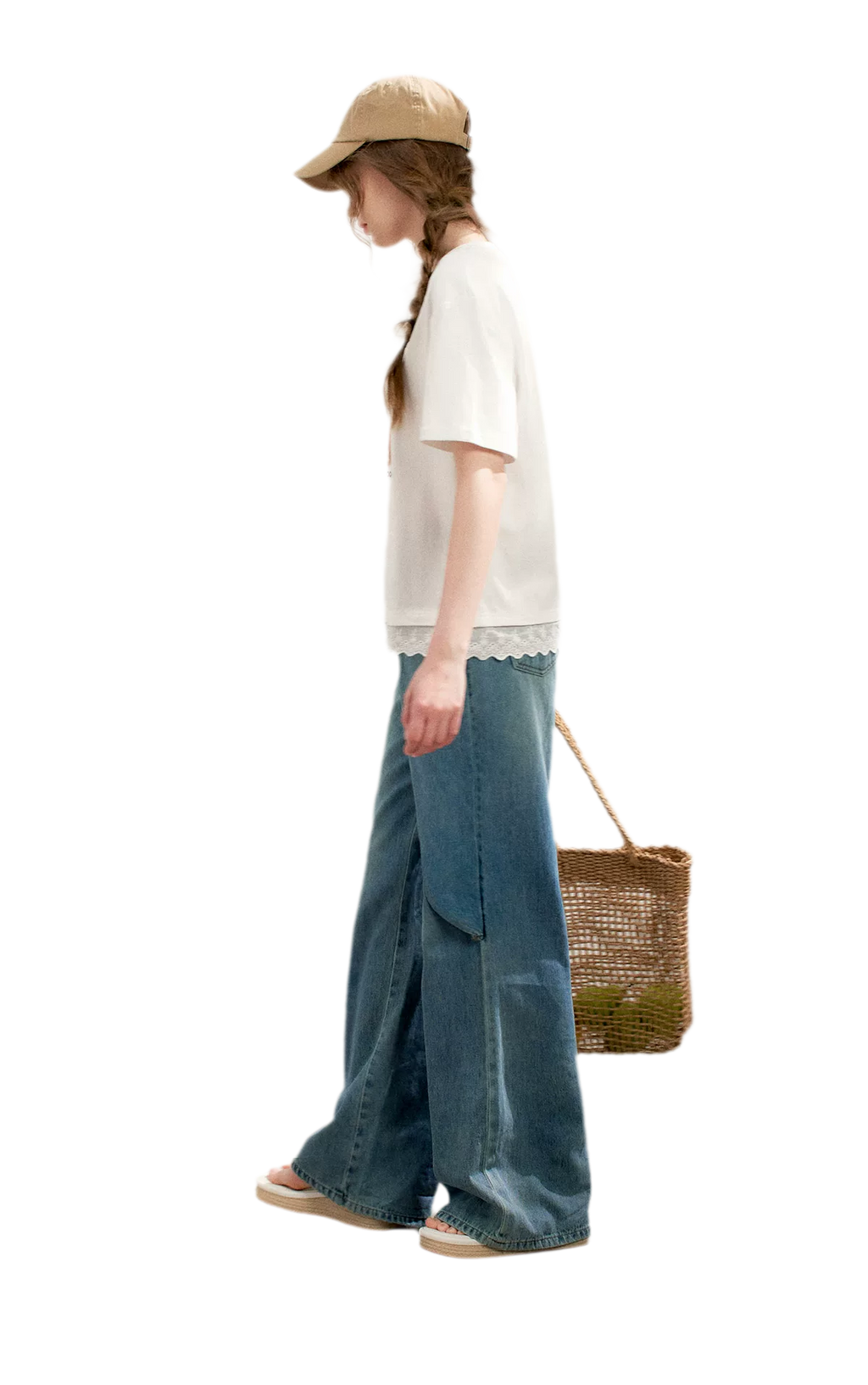 Soft Cotton Wide-Leg Jeans with Bow Detail