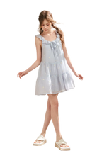 Tencel Embroidered Ruffle A-line Dress