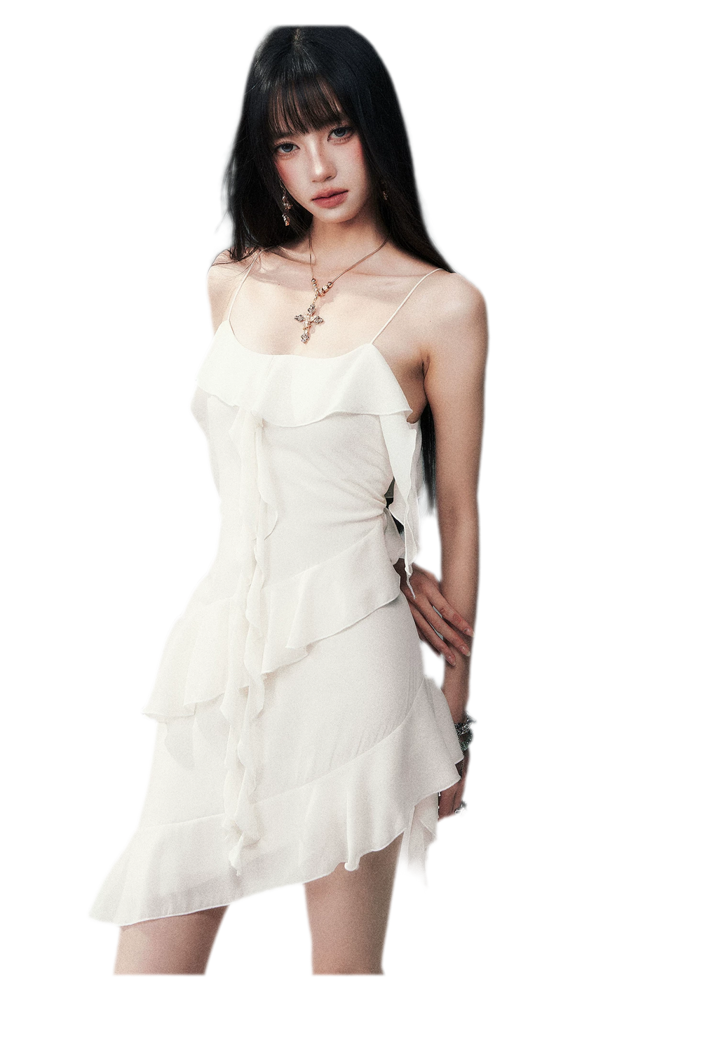 Ruffled Asymmetric Cami Dress