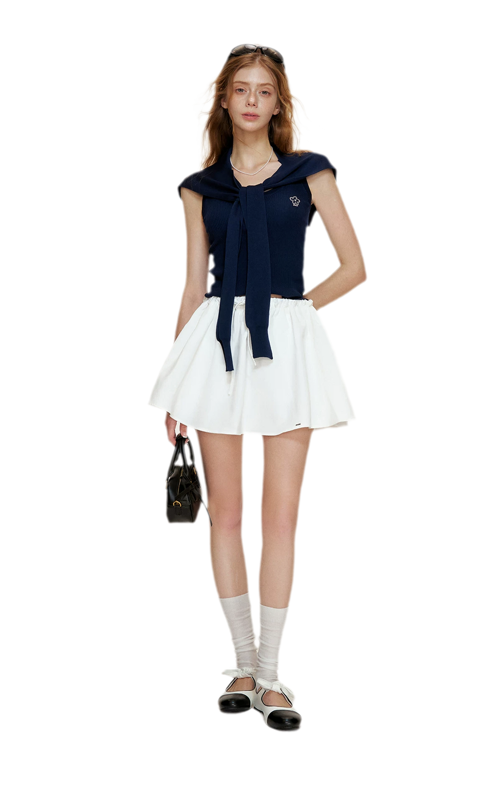 Soft Tencel Navy Shawl Tank