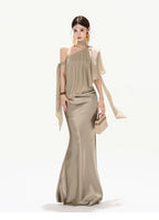 Amber Radiance Acetate Satin Mermaid Skirt