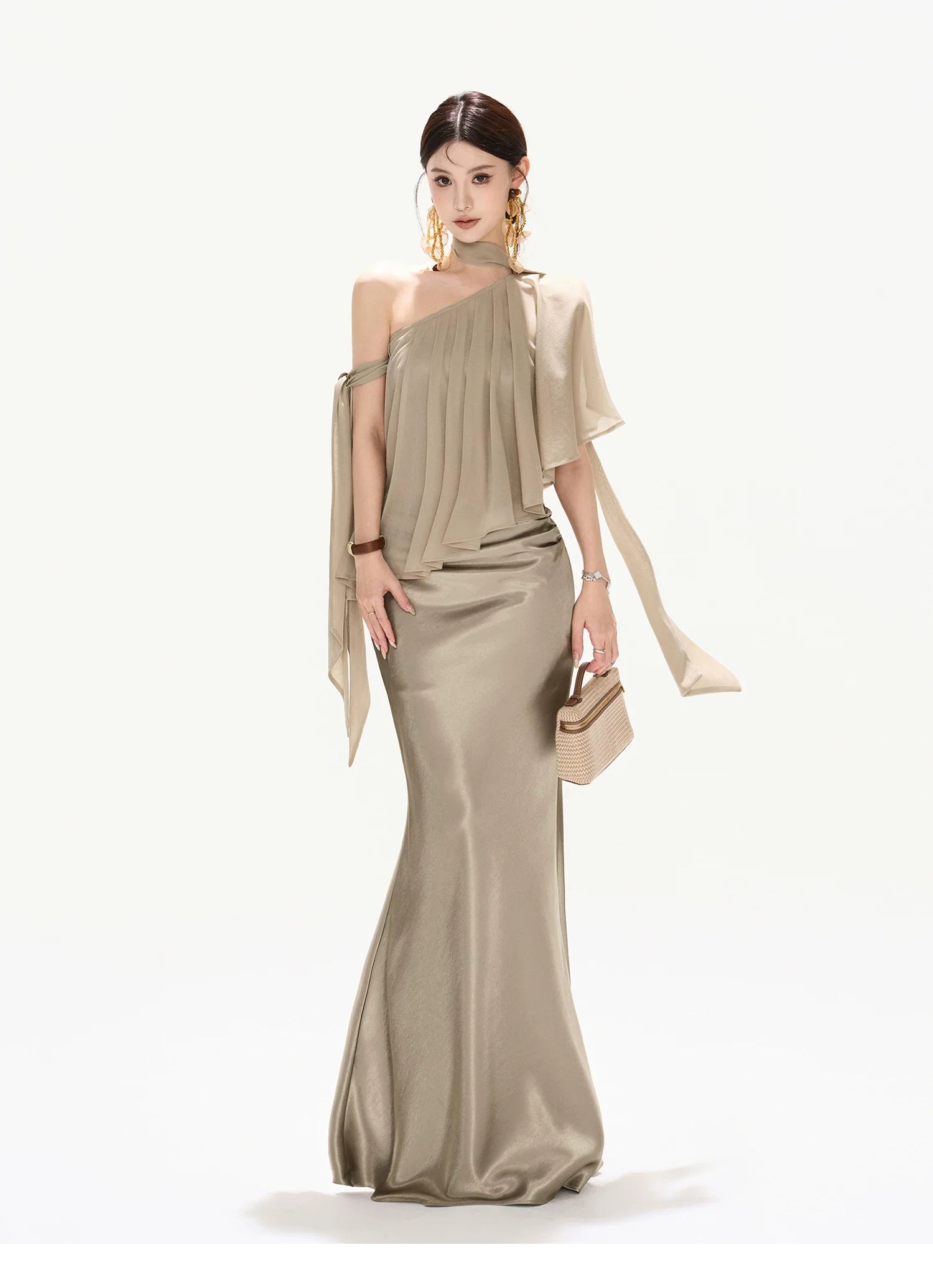 Amber Radiance Acetate Satin Mermaid Skirt