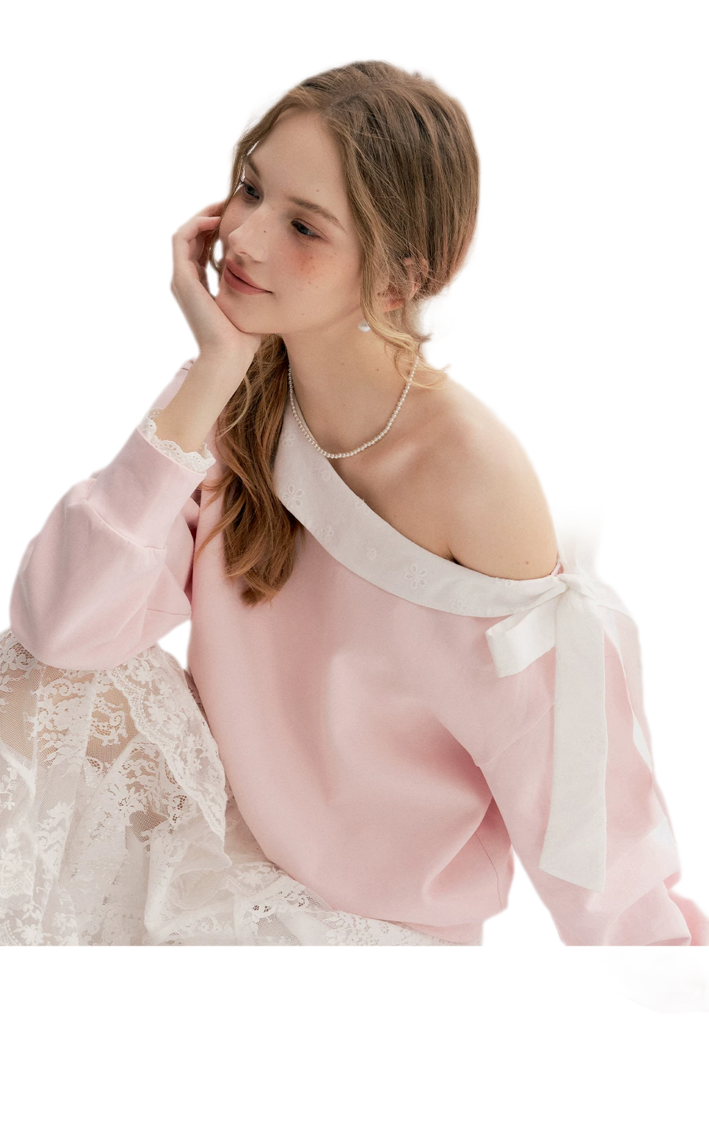 Balletcore Lace Collar Sweatshirt