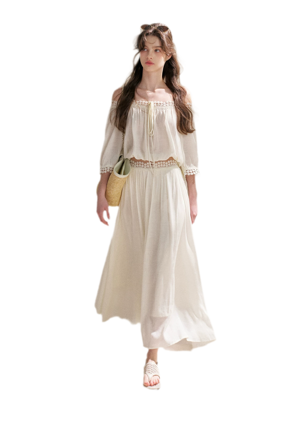 Lace Off-Shoulder Top & Skirt Set