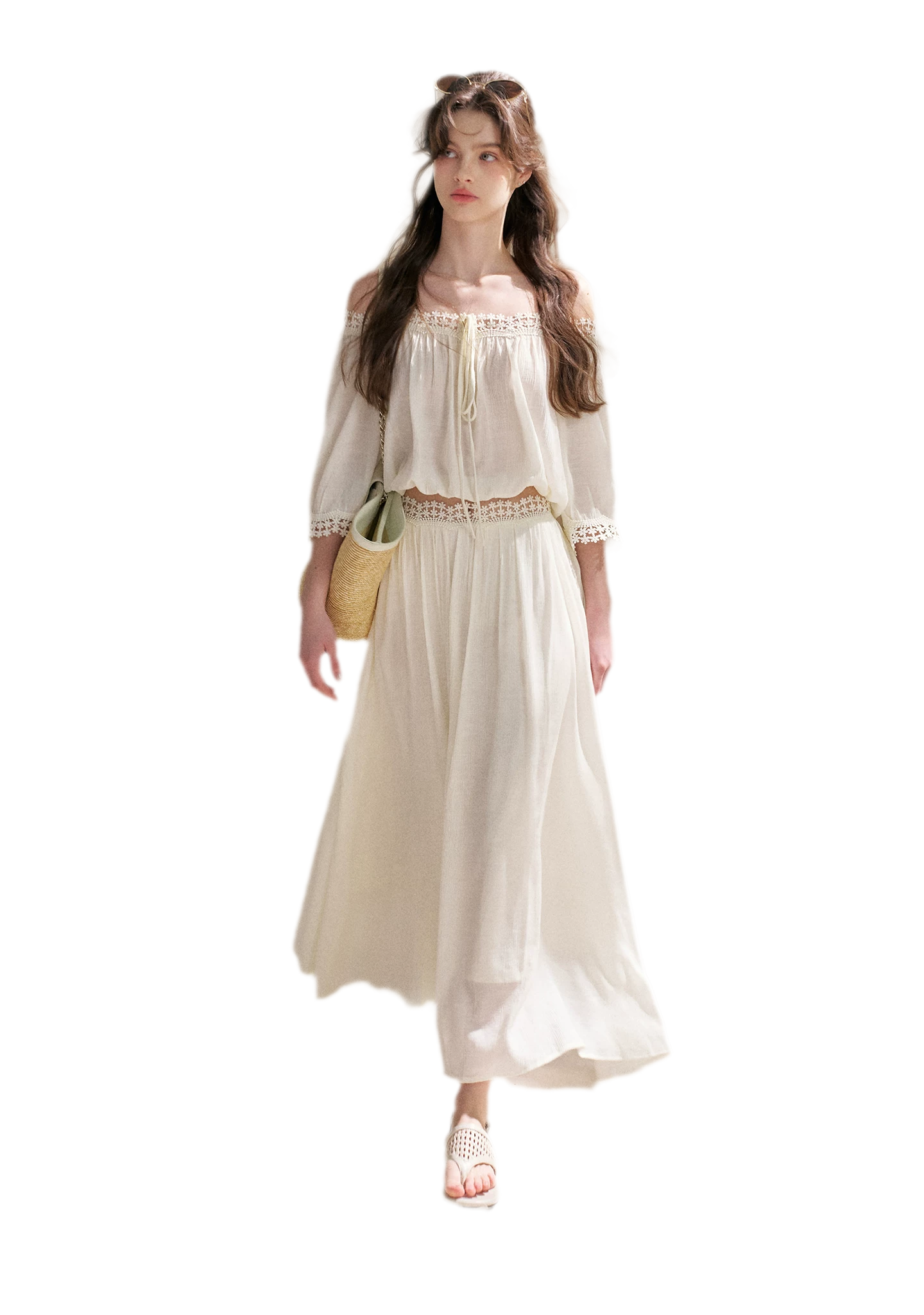Lace Off-Shoulder Top & Skirt Set