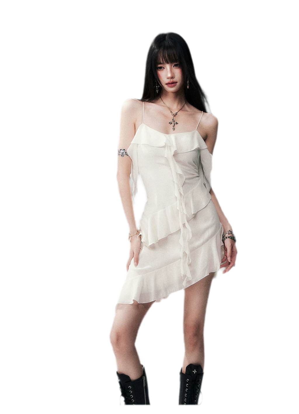 Ruffled Asymmetric Cami Dress