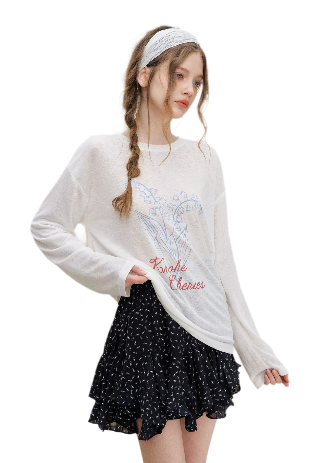 Hand-Drawn Floral Sun Protection Pullover