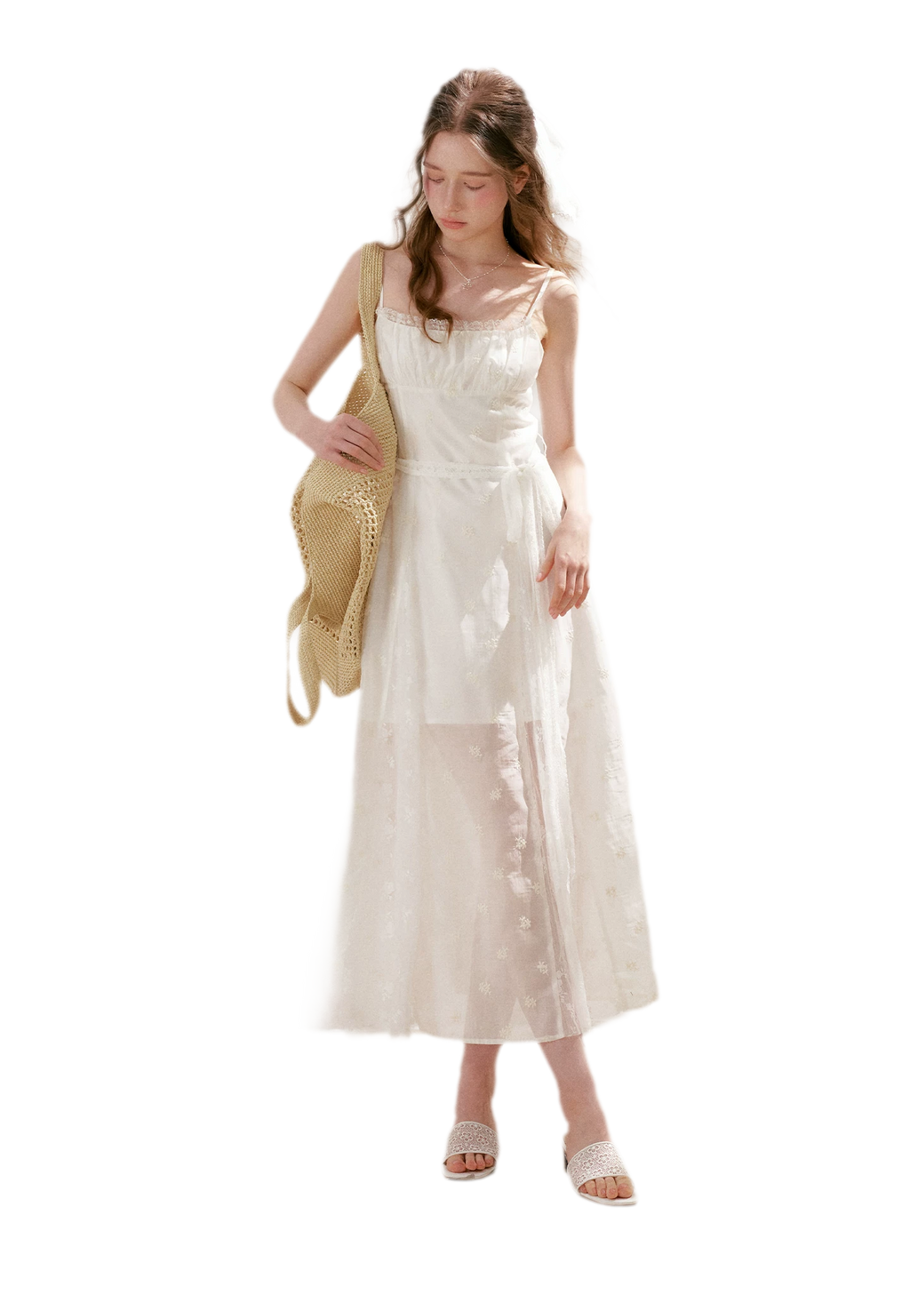French Embroidered A-line Dress