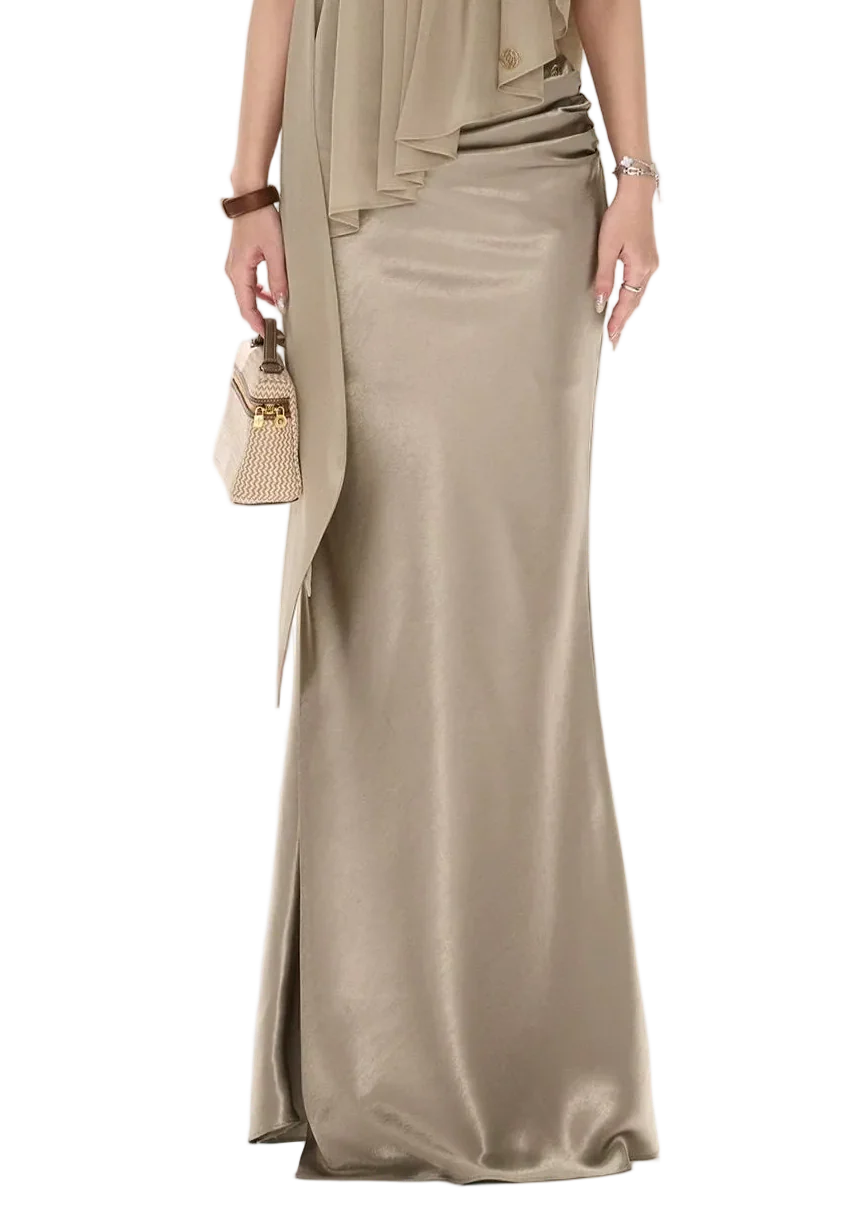 Amber Radiance Acetate Satin Mermaid Skirt