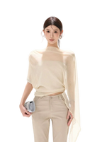 Silver Mesh Beaded Batwing Sleeve Top