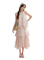 Chiffon Floral Halter Long Dress