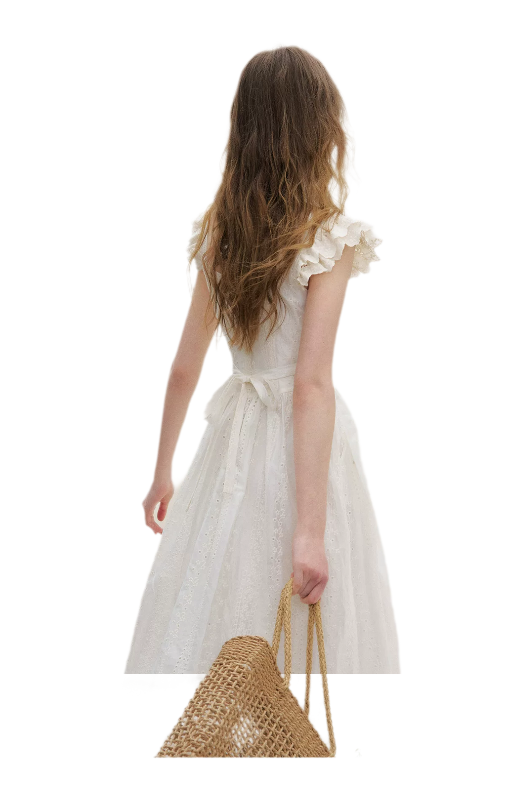 Embroidered Flutter Sleeve Dress