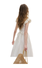 Embroidered Flutter Sleeve Dress