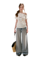 Tencel Lace Puppy Print T-Shirt